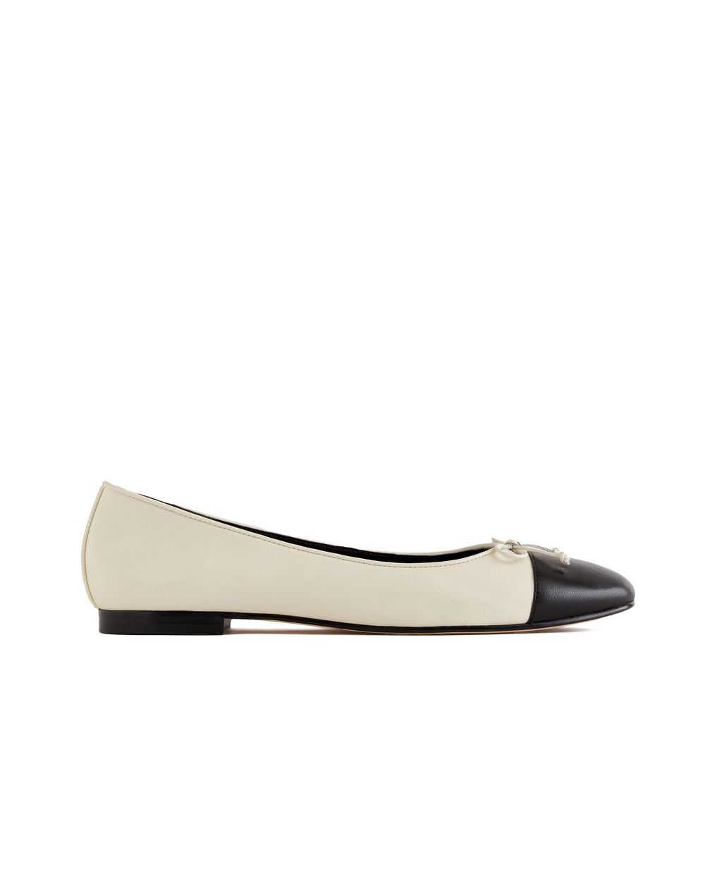 Italian Leather Cap-Toe Ballet Flat